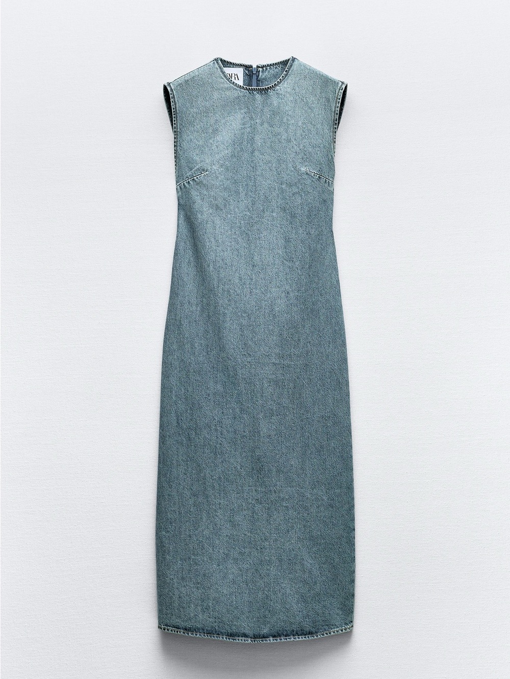 ZARA Sleeveless Denim Midi Dress - Picture 4 of 11
